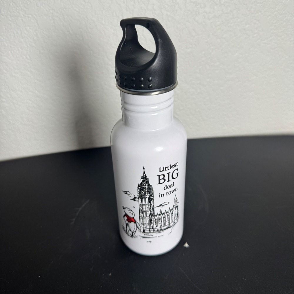 Disney Water Bottle Kids Small White Winnie the Pooh Big Ben Stainless Steel